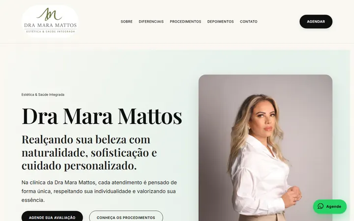 Página inicial do site Dra. Mara Mattos